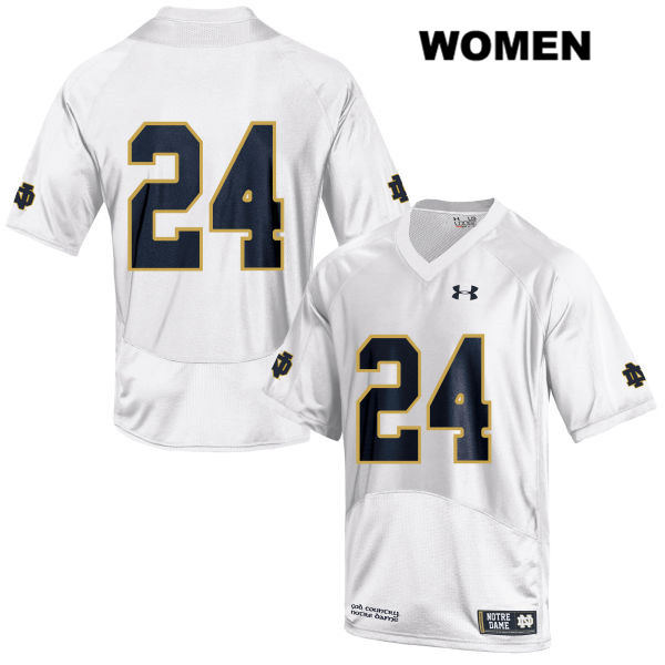 Women's NCAA Notre Dame Fighting Irish #24 Tommy Tremble Stitched College Under Armour Authentic White No Name Football Jersey YL10V27JL